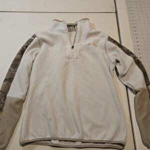 White and Tan Quarter-Zip Pullover